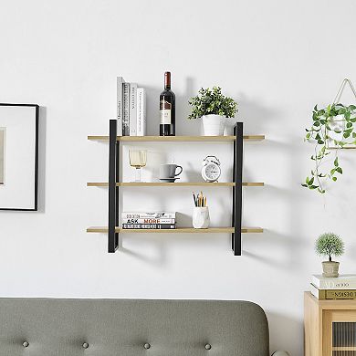 Rio Three Tier Modular Floating Bracket Wall Shelf - Chestnut