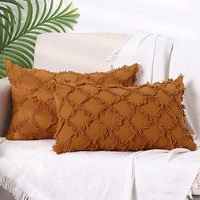 2 Pcs Solid Color Soft Neutral Decorative Cushion Throw Pillow Covers For Home Decor 12" X 20"
