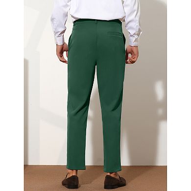 Dress Pants For Men's Tapered Solid Color Slim Fit Pleated Front Trousers