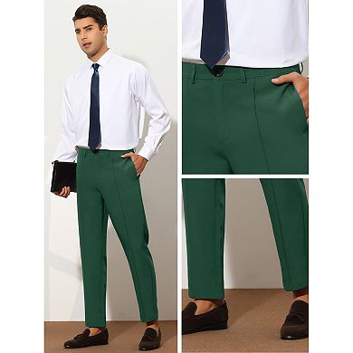 Dress Pants For Men's Tapered Solid Color Slim Fit Pleated Front Trousers