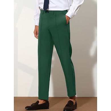 Dress Pants For Men's Tapered Solid Color Slim Fit Pleated Front Trousers