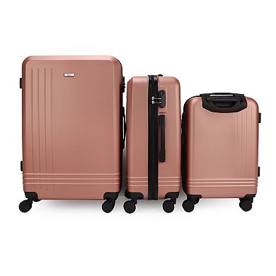 Mirage Alisa Abs Hard Shell Lightweight 360 Dual Spinning Wheels Combo Lock 3 Piece Luggage Set