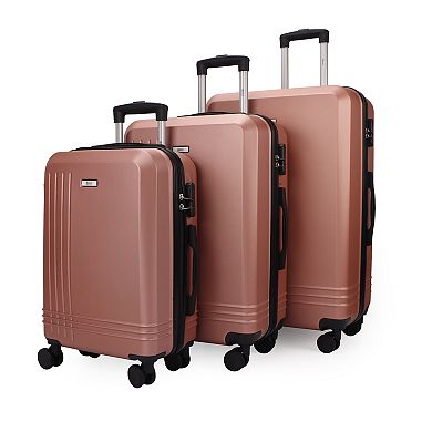 Mirage Alisa Abs Hard Shell Lightweight 360 Dual Spinning Wheels Combo Lock 3 Piece Luggage Set