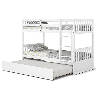 Twin Over Twin Bunk Bed with Pull-out Trundle and Ladder