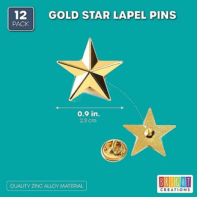 12pcs 3d Gold Star Brooch Lapel Pins Badges For Memorial Day And Theme Party