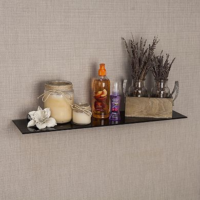 Glass Floating Shelf With Chrome Brackets 24 X 6"