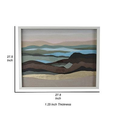 28 X 28 Framed Wall Art Painting, Abstract Dune Waves, Primary Multicolors