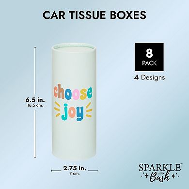 Cylinder Tissue Boxes For Car, Inspirational Quotes, 50 Sheets Per Tube (8 Pack)