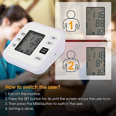 White, Adjustable Arm Blood Pressure Monitor Heartbeat Detector Set