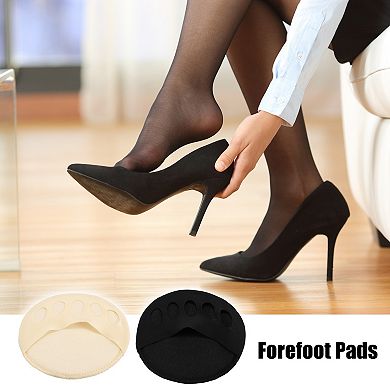 4 Pairs Forefoot Pads Five Toes Forefoot Pads 2 Colours Black Beige