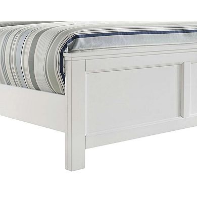 Aver Full Size Bed, Transitional Carved Panel Design, White Wood Finish