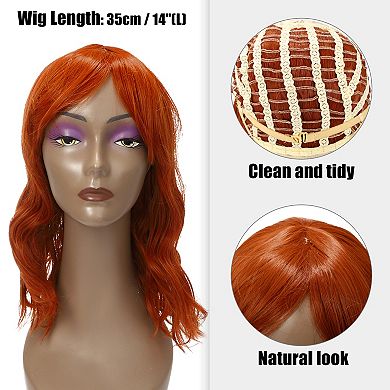 Wigs For Women 14" Orange Curly Wig With Wig Cap