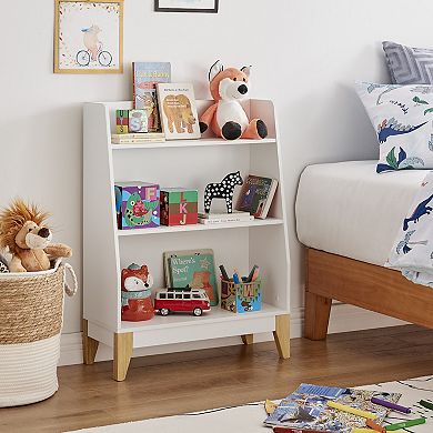 Steiner White 3-tier Kids Freestanding Bookshelf With Contrasting Wood-toned Legs