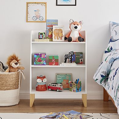 Steiner White 3-tier Kids Freestanding Bookshelf With Contrasting Wood-toned Legs