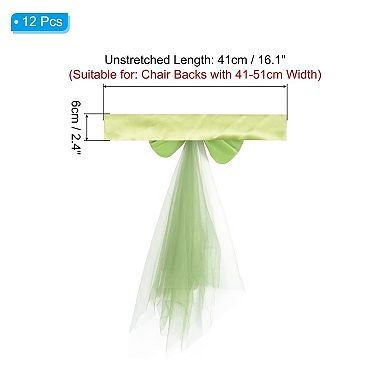 Stretch Satin Chair Sashes Bows Chair Bands Decoration Mesh Yarn Floating Tied 12pcs