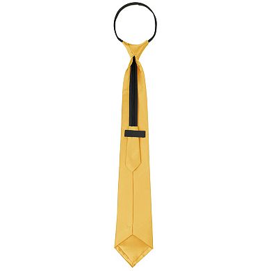 Solid Color Tie, Satin Shine Pretied Knot, Zipper Ties For Men Formal Casual