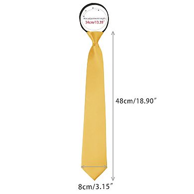 Solid Color Tie, Satin Shine Pretied Knot, Zipper Ties For Men Formal Casual