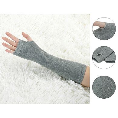 Women Elbow Length Arm Warmer Gloves Thumbhole Fingerless 1 Pairs