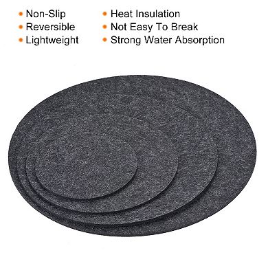 4" 6" 8" 10" Round Plant Coasters Felt Reversible Pad Mat, 16 In 1 Set