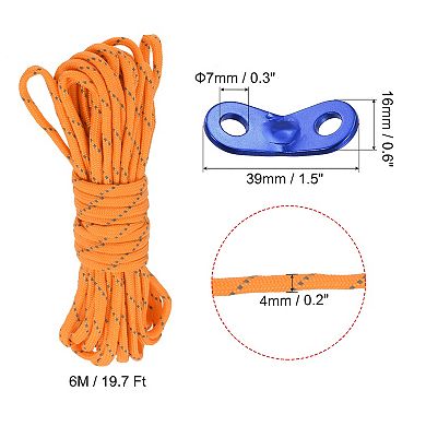 19.7ft 4mm Reflective Camping Guyline Rope 4pcs With Cord Adjusters 4pcs, 1 Set