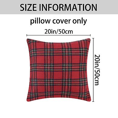 Pack Of 2 Festive Plaid Decorative Throw Pillow Covers Scottish Tartan Square Cushion Covers 20"x20"