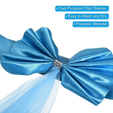 Stretch Satin Chair Sashes Bows Chair Bands Decoration Mesh Yarn Floating Tied 6pcs