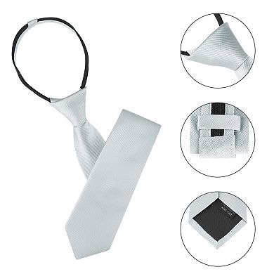 Men's Skinny Pretied Solid Color Zipper Ties Neck Adjustable Strap Wedding Groom Tie