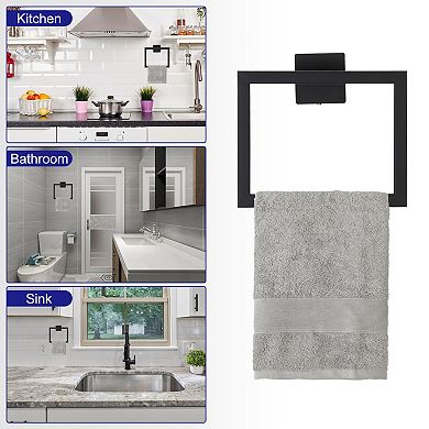 5pcs Bathroom Hardware Set, 15.7 Inch Towel Bar Set, Toilet Paper Holder, 2 Towel Hooks