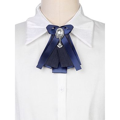 Women's Bow Brooch Rhinestoneand Pearl Ribbon Neck Tie Accessories Bow Tie