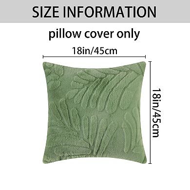 1pc Basho Leaf Pattern Cushion Covers Solid Fluffy Plush Pillowcase