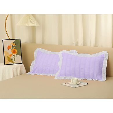Polyester Pillow Shams With Ruffles Pleated, Envelope Closed 2pcs Chic Princess 20"x30"