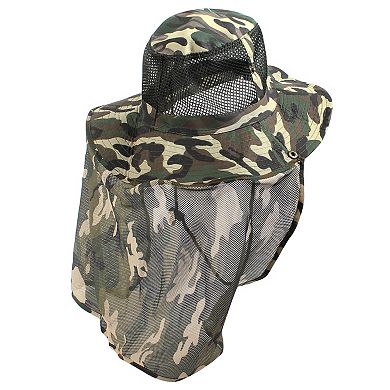 Man Mesh Design Top Camouflage Print Fishing Bucket Hat Cap