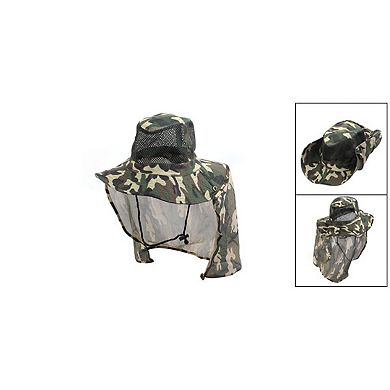 Man Mesh Design Top Camouflage Print Fishing Bucket Hat Cap