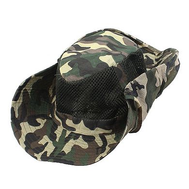 Man Mesh Design Top Camouflage Print Fishing Bucket Hat Cap