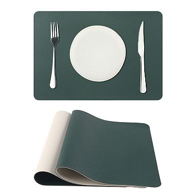 Placemats Set Of 2, Faux Leather Kitchen Easy To Clean Table Mats Place Mats