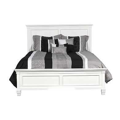 Umi Twin Size Bed, Classic Panel Design With Molded Details, White Wood
