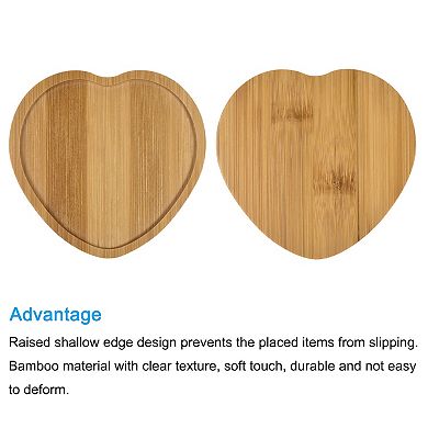 Heart-shaped Bamboo Plant Saucer Flowerpot Drip Tray Indoor, 8 Pack
