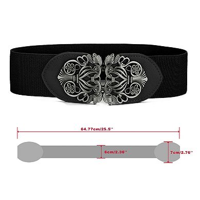 Knot Woven Metal Interlocking Buckle Elastic Waist Cinch Belt Band