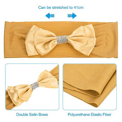 Chair Sash Bow Spandex Stretch Chair Cover Bands Sashes With Bow Knot 10pcs
