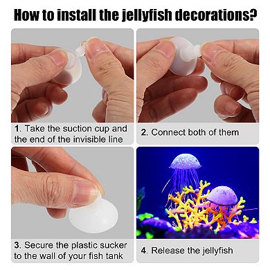 Aquarium Jellyfish Glow Decor Fish Tank Fluorescent Jellyfish Ornaments With Suction Cup