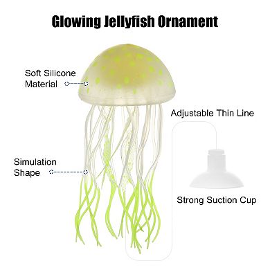 Aquarium Jellyfish Glow Decor Fish Tank Fluorescent Jellyfish Ornaments With Suction Cup