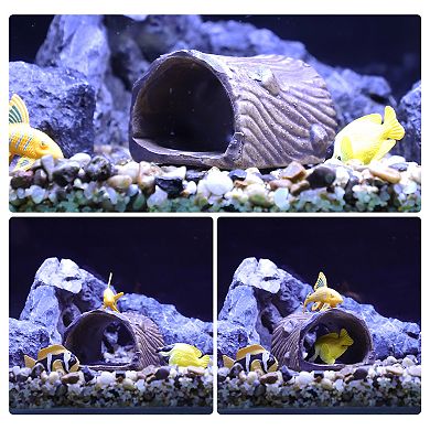 Aquarium Decorations Ceramic Cave Hiding Rock Cave For Fish Brown 3.27"x2.76"x2.05"