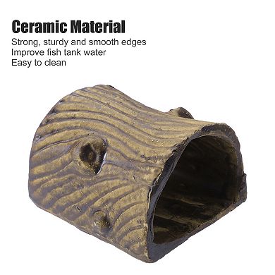 Aquarium Decorations Ceramic Cave Hiding Rock Cave For Fish Brown 3.27"x2.76"x2.05"