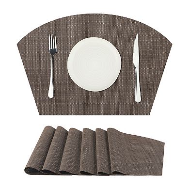 Set Of 6 Placemats Washable Woven Scalloped Pvc Table Place Mats For Home