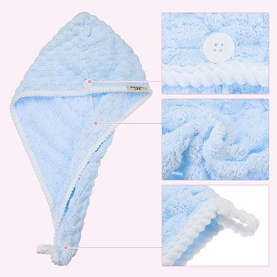 Hair Drying Towel Dry Cap Cloud Grid Shape Lightweight For After Bath Drying