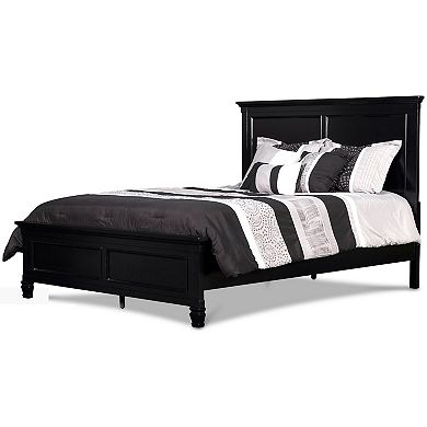 Umi Queen Size Bed, Classic Panel Design With Molded Details, Black Wood