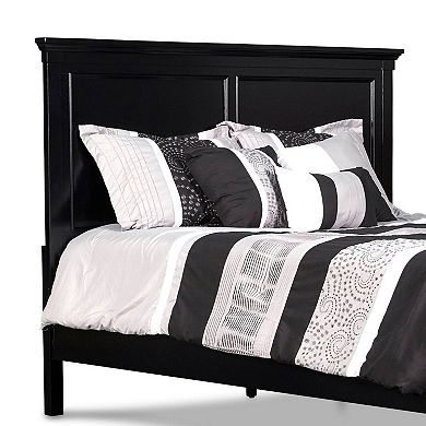 Umi Queen Size Bed, Classic Panel Design With Molded Details, Black Wood
