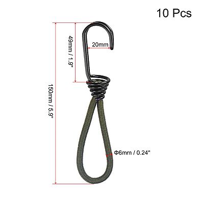 6 Inch Elastic Cords With Hook Fixed Straps For Camping Tent Canopy 10pcs