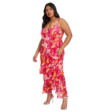 Quiz Women's Plus Size Chiffon Ruffle Maxi Dress
