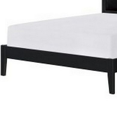 Brite Queen Size Bed, Black Faux Leather Upholstered Headboard, Low Profile